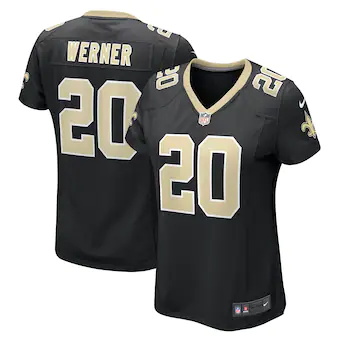 womens nike pete werner black new orleans saints game jerse